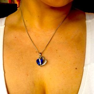 Heart sapphire sterling silver necklace